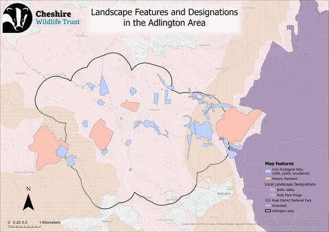 Landscape features and designations in the Adlington area