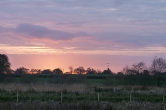 Sunset from Bagmere nature reserve c. Claire Huxley