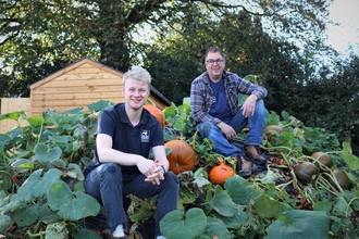 Phil and James on pumpkin patch 