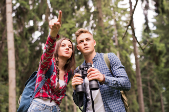 young couple exploring