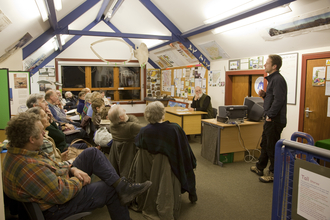 Mark Hamblin speaking to Assynt Field Club, Lochinver, Inverpolly, Scotland.