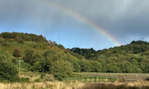Styperson pool in Adlington with a rainbow over the top