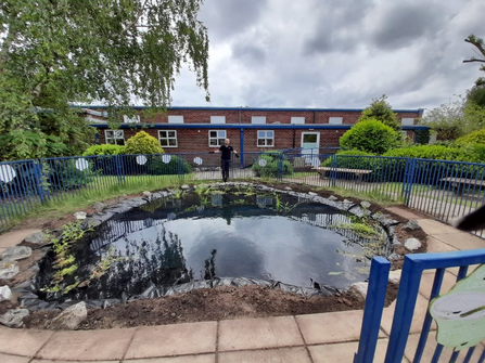 wide shot of pond