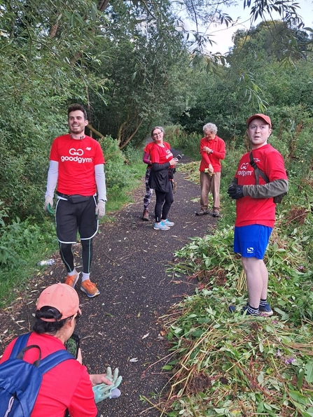 Five volunteers from the business Goodgym who helped with Balsam Bashing.