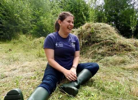 Happy volunteer in the wild