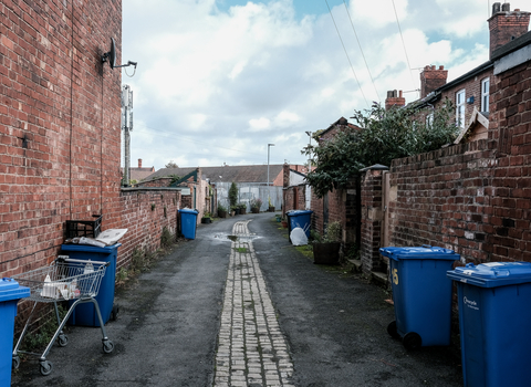 Back alley behind terrace house