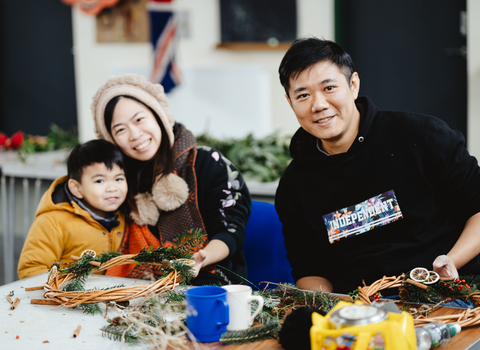 wreath making family